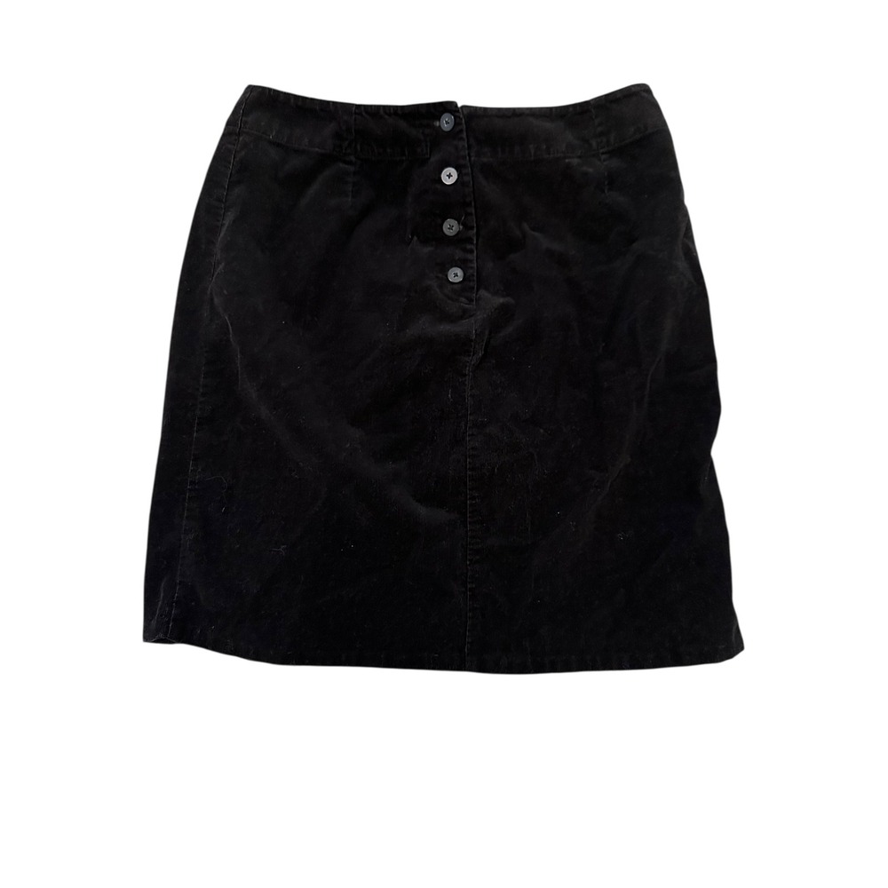 90s Westbound Petites Black Corduroy Button Front Skirt A-Line Women's 12P